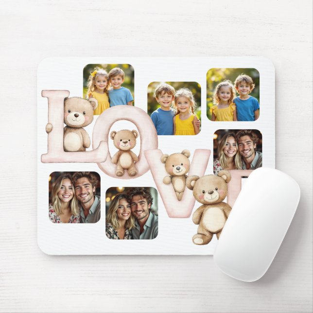 Cute Teddy Bear "LOVE" Photo Display Mousepad (Mit Mouse)