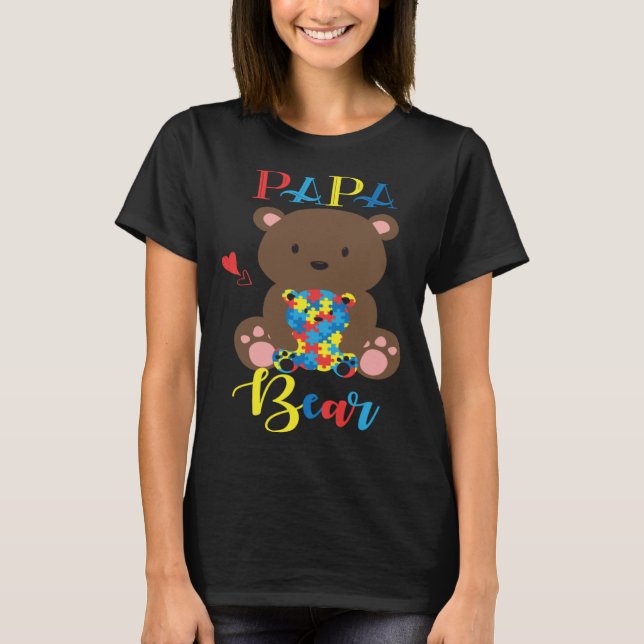 Cute Teddy Bear  PaPa Bear Autism Father Puzzle Ba T-Shirt (Vorderseite)