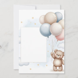 Cute Teddy Bear Pastel Balloons Invitation Frame Einladung