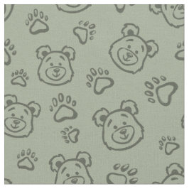 Cute Teddy Bear Paws Boho Boy Baby Kids Sage Green Stoff