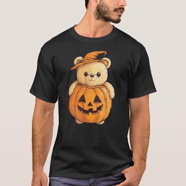 Cute Teddy Bear Pumpkin, Halloween Bear, Adorable  T-Shirt (Vorderseite)