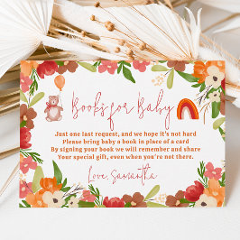 Cute teddy bear rainbow books for baby shower begleitkarte