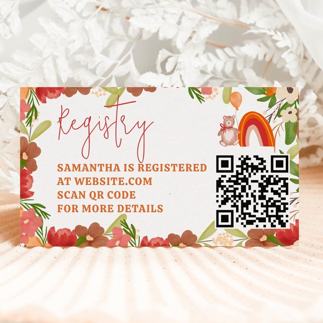 Cute teddy bear rainbow registry baby shower begleitkarte (Cute teddy bear rainbow registry baby shower enclosure card)