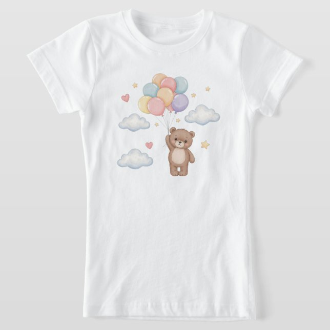 Cute Teddy Bear with Balloons in the Sky T-Shirt (Ablage )