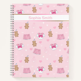 Cute Teddy Bears and Hearts Notebook Notizbuch