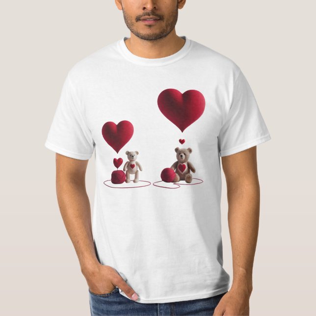 Cute Teddy Bears Big Little Heart Men's Value T-Shirt (Vorderseite)