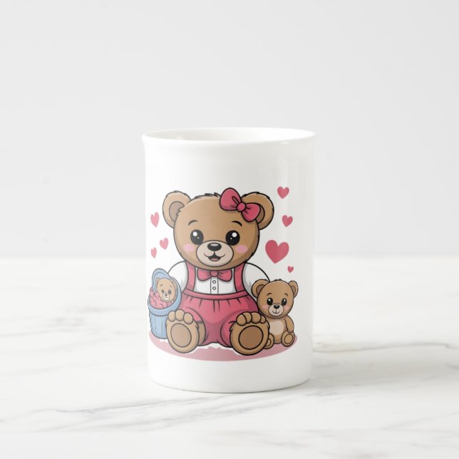 Cute Teddy Bears Family Design – Big & Small Bears Prozellantasse (Vorderseite)