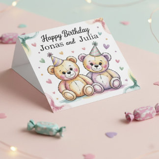 Cute Teddy Bears Joint Birthday for Twins Magneteinladung