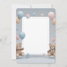 Cute Teddy Bears Photo Frame - Blue & Pink Baby