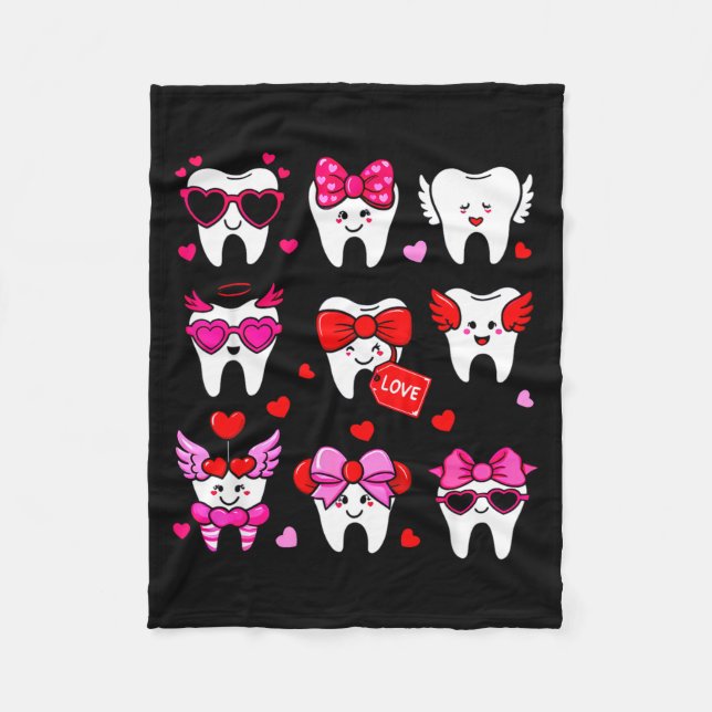 Cute Teeth Love Valentine's Day Dental  Fleecedecke (Vorderseite)