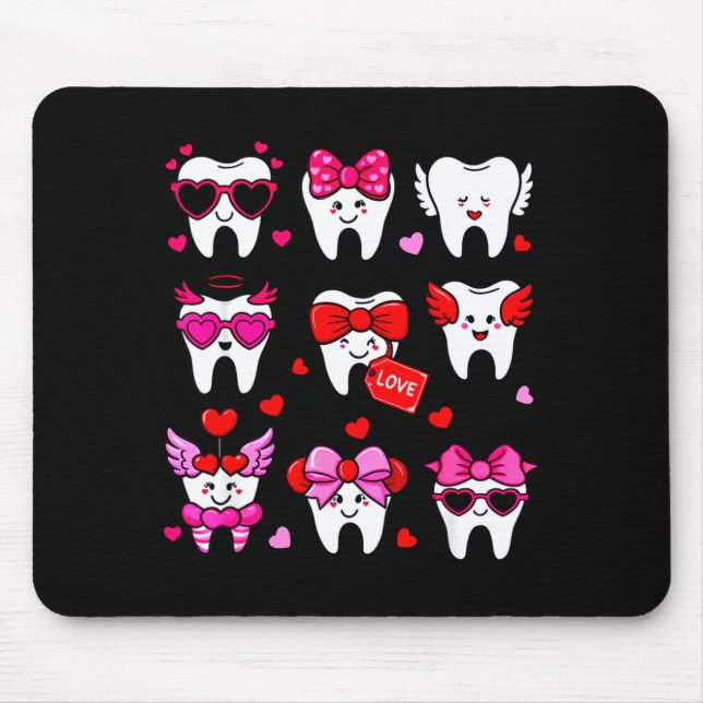 Cute Teeth Love Valentine's Day Dental  Mousepad (Vorne)