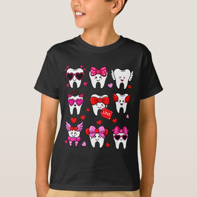 Cute Teeth Love Valentine's Day Dental  T-Shirt (Vorderseite)