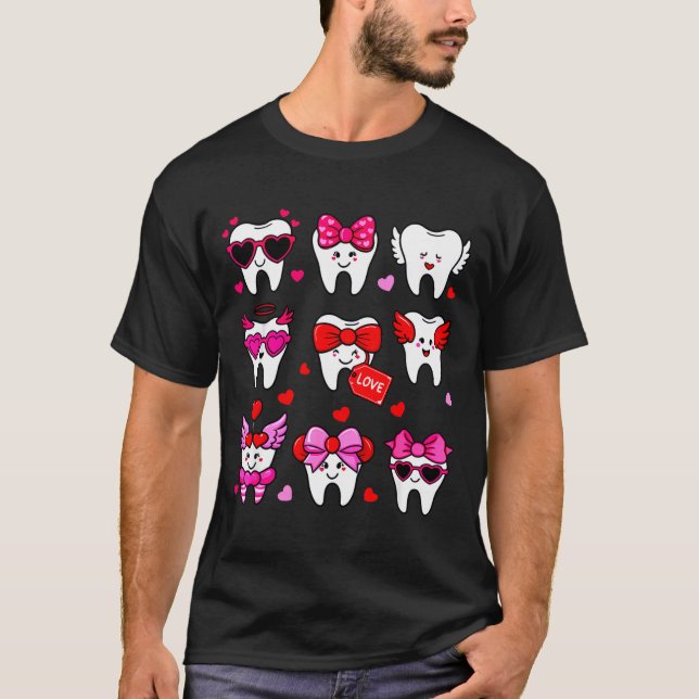 Cute Teeth Love Valentine's Day Dental  T-Shirt (Vorderseite)