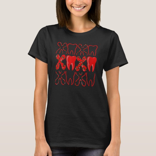 Cute Teeth XOXO Dental Squad Valentine's Day Hugs  T-Shirt (Vorderseite)