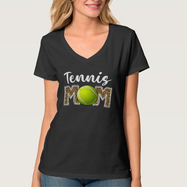 Cute Tennis Mom Leopard Print Mom For Mother s Day T-Shirt (Vorderseite)