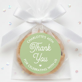 Cute Thank You Birthday Name Any Age Green Modern Runder Aufkleber