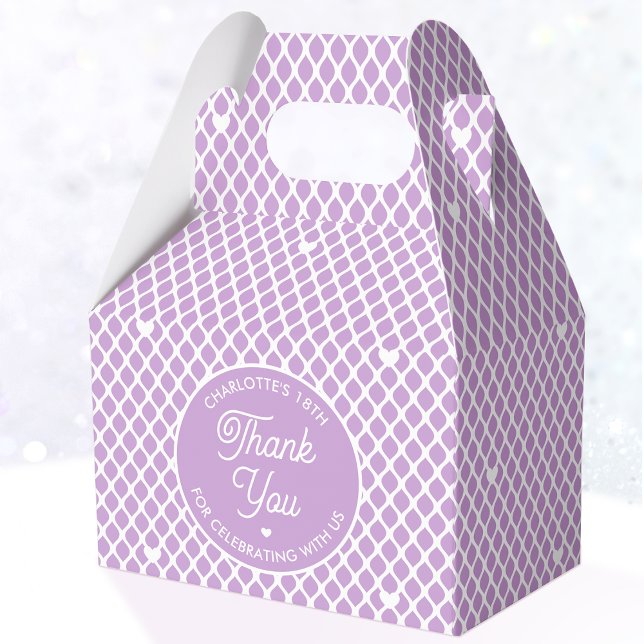 Cute Thank You Birthday Name Any Age Pretty Purple Geschenkschachtel (Von Creator hochgeladen)