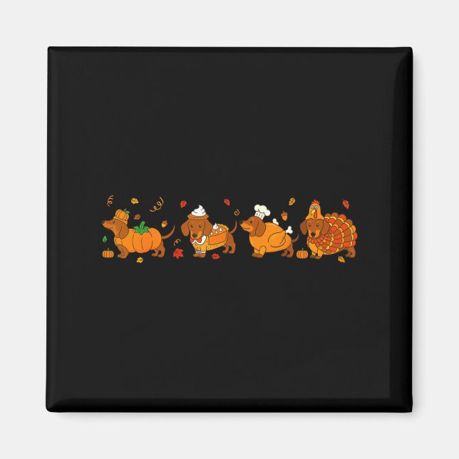 Cute Thanksgiving Dachshund Dogs Fall Gobble Prepp Magnet (Vorne)