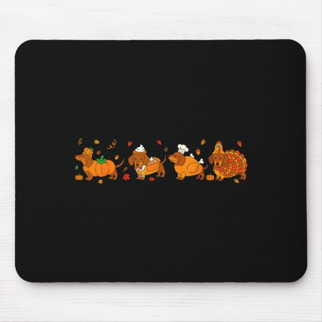 Cute Thanksgiving Dachshund Dogs Fall Gobble Prepp Mousepad (Vorne)