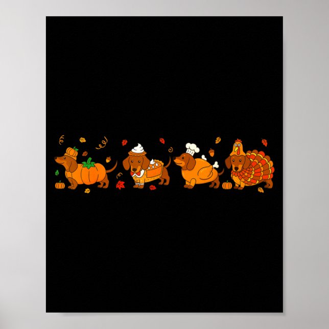 Cute Thanksgiving Dachshund Dogs Fall Gobble Prepp Poster (Vorne)