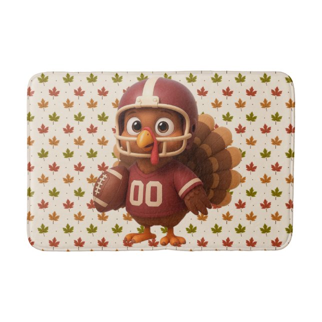 Cute Thanksgiving day football turkey Badematte (Vorderseite)