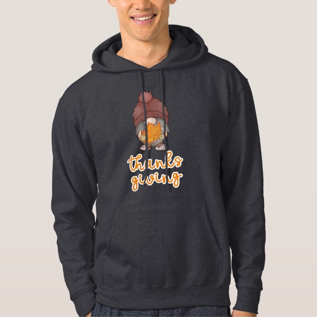 Cute Thanksgiving Gnome with Autumn Leaf Hoodie (Vorderseite)