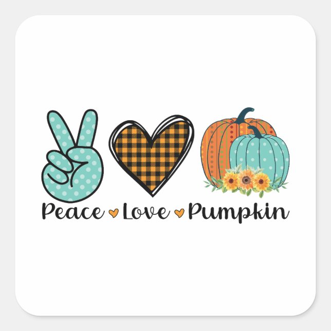 Cute Thanksgiving Sticker "Peace, Love, Pumpkin" (Vorderseite)