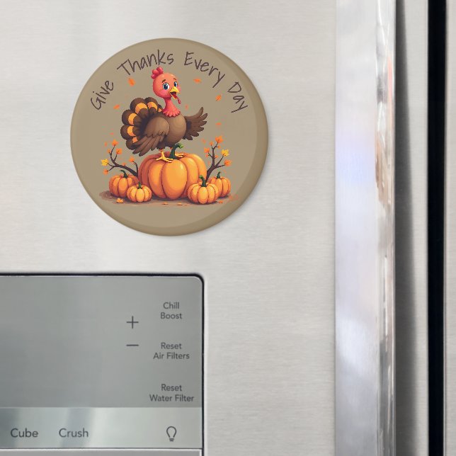 Cute Thanksgiving Turkey Autumn Pumpkins Scene Magnet (In Situ (Kühlschrank))