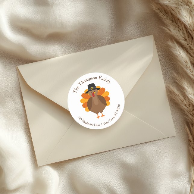 Cute Thanksgiving Turkey | Fall Envelope Seal Runder Aufkleber (Von Creator hochgeladen)