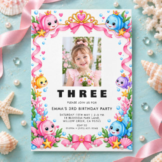Cute Third Birthday Party Invitation with Photo Einladung