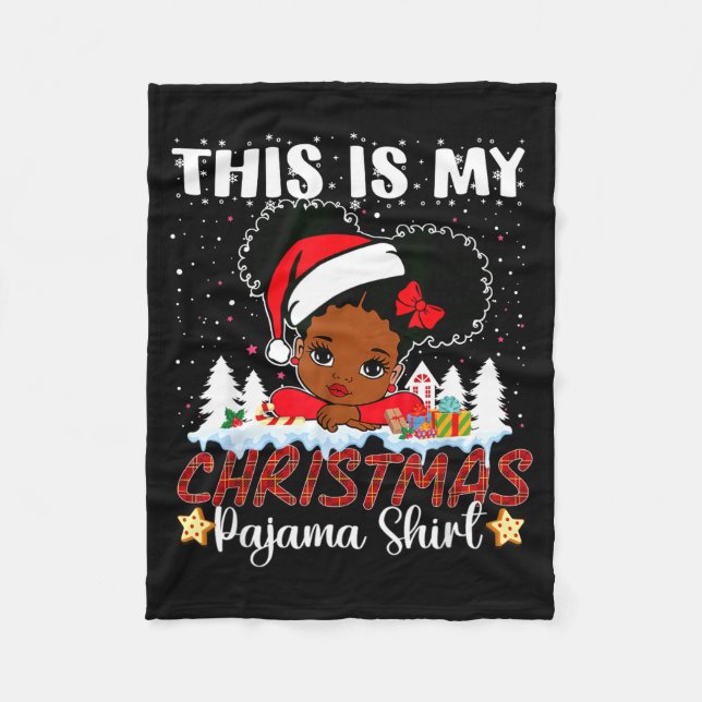 Cute This Is My Christmas Pajama Black African Ame Fleecedecke (Vorderseite)