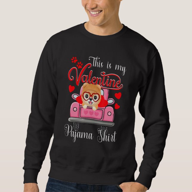 Cute This Is My Valentine Pajama Akita Dog Puppy Sweatshirt (Vorderseite)
