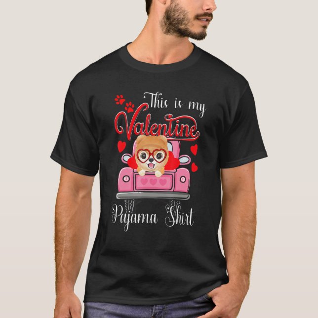 Cute This Is My Valentine Pajama Akita Dog Puppy T-Shirt (Vorderseite)