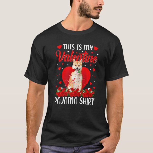 Cute This Is My Valentine's Day Shiba Inu Dog Paja T-Shirt (Vorderseite)