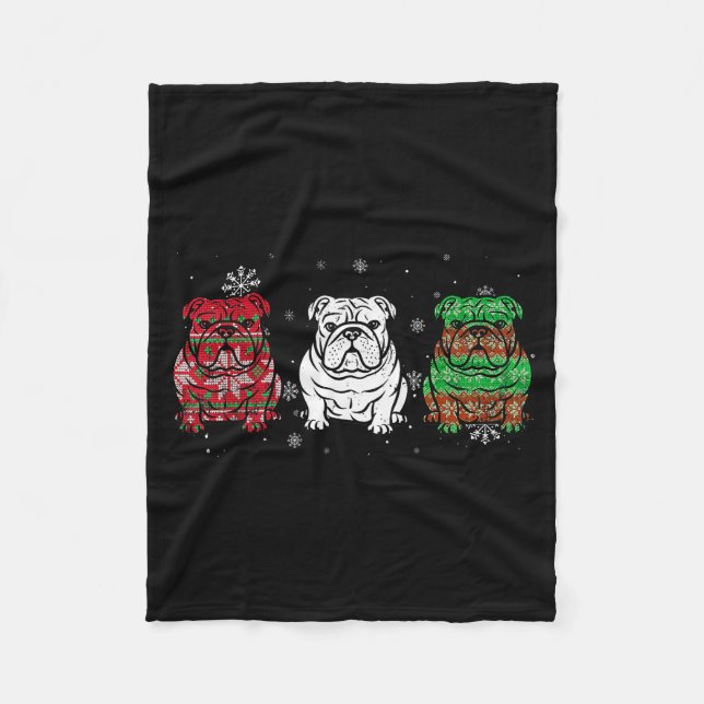 Cute Three English Bulldog Christmas For Women Men Fleecedecke (Vorderseite)