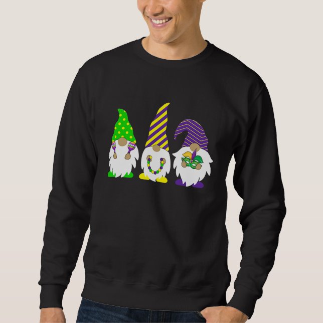 Cute Three Mardi Gras Gnomes Mardi Gras With My Gn Sweatshirt (Vorderseite)
