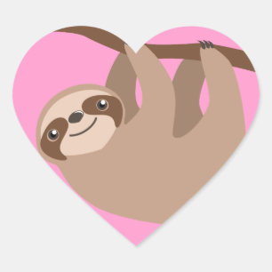 Cute Three Toed Sloth Herz-Aufkleber