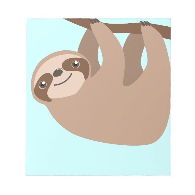 Cute Three Toed Sloth Notizblock (Vorderseite)