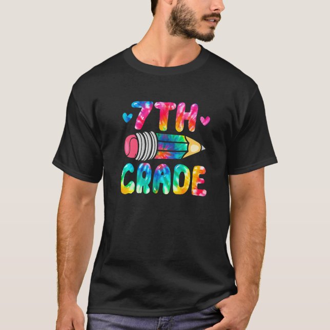 Cute Tie Dye  Seventh Grade Happy First Day Of Sch T-Shirt (Vorderseite)