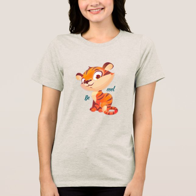 Cute Tiger Be Cool Cartoon Tri-Blend Shirt (Vorderseite)