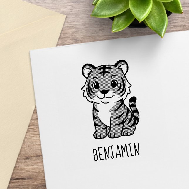 Cute Tiger Cub Custom Name Gummistempel (Von Creator hochgeladen)