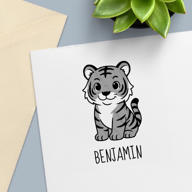 Cute Tiger Cub Custom Name Permastempel (Von Creator hochgeladen)