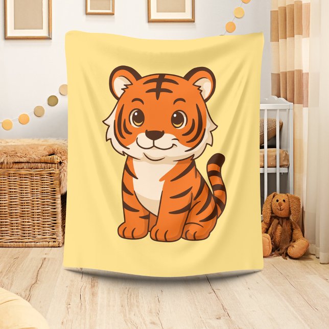 Cute Tiger Cub on Yellow Fleecedecke (Von Creator hochgeladen)