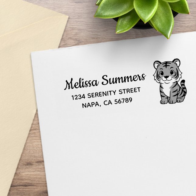 Cute Tiger Cub Return Address Gummistempel (Von Creator hochgeladen)