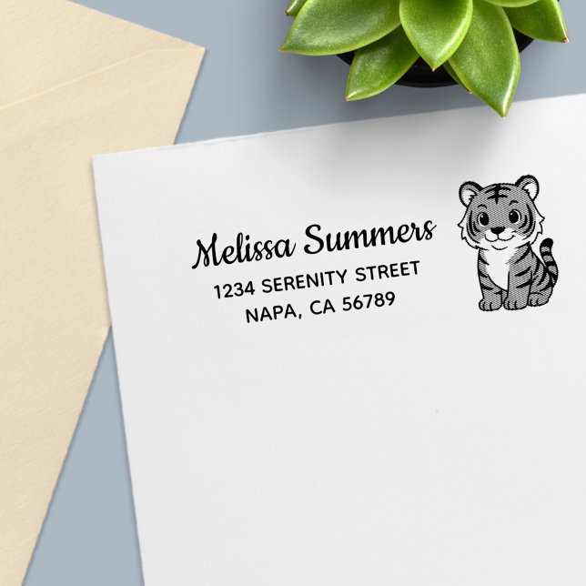 Cute Tiger Cub Return Address Permastempel (Von Creator hochgeladen)
