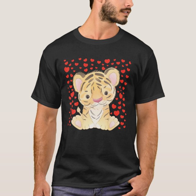Cute Tiger Valentine Day Red Heart's Bee Lover T-Shirt (Vorderseite)