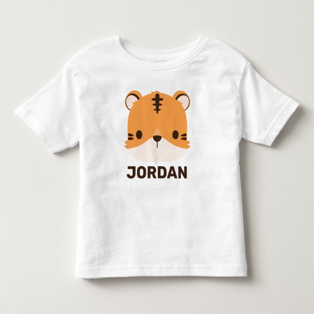 Cute Tiger with Personalized Name Kleinkind T-shirt (Vorderseite)