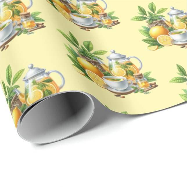 Cute tiled lemon tea pattern  geschenkpapier (Rolleneckpunkt)