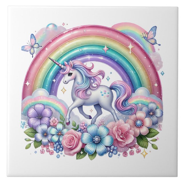 Cute tiled unicorn lovers  fliese (Vorderseite)