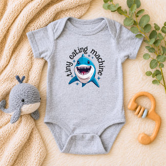 Cute Tiny Eating Machine Shark Baby Strampler